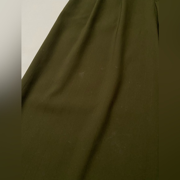 Olive Green Pinstripe High Waisted Wide Leg Trousers - Picture 5 of 6